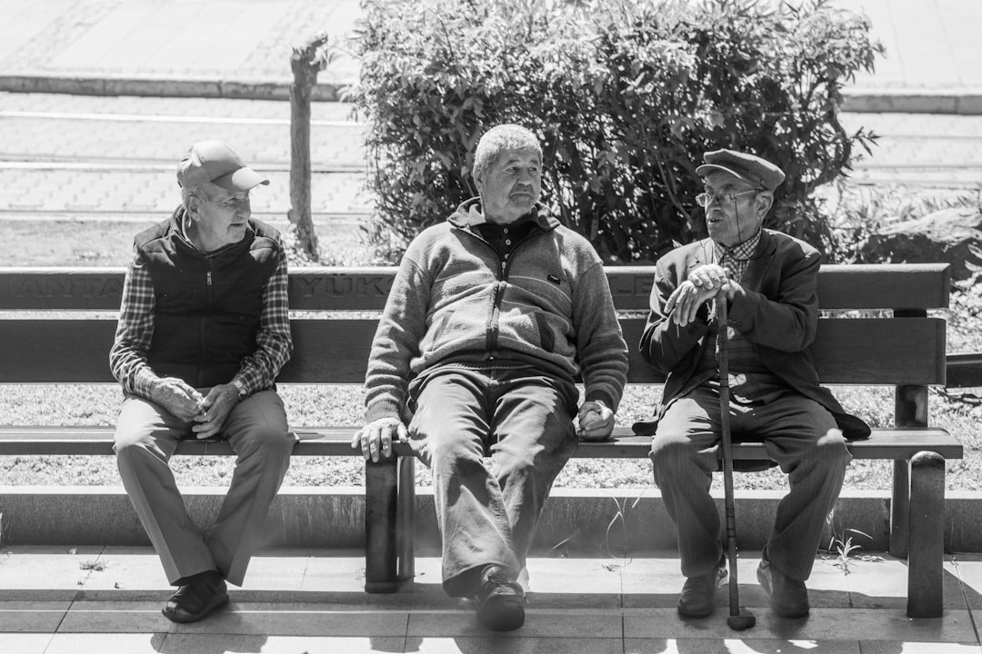 group of elderly friends chatting