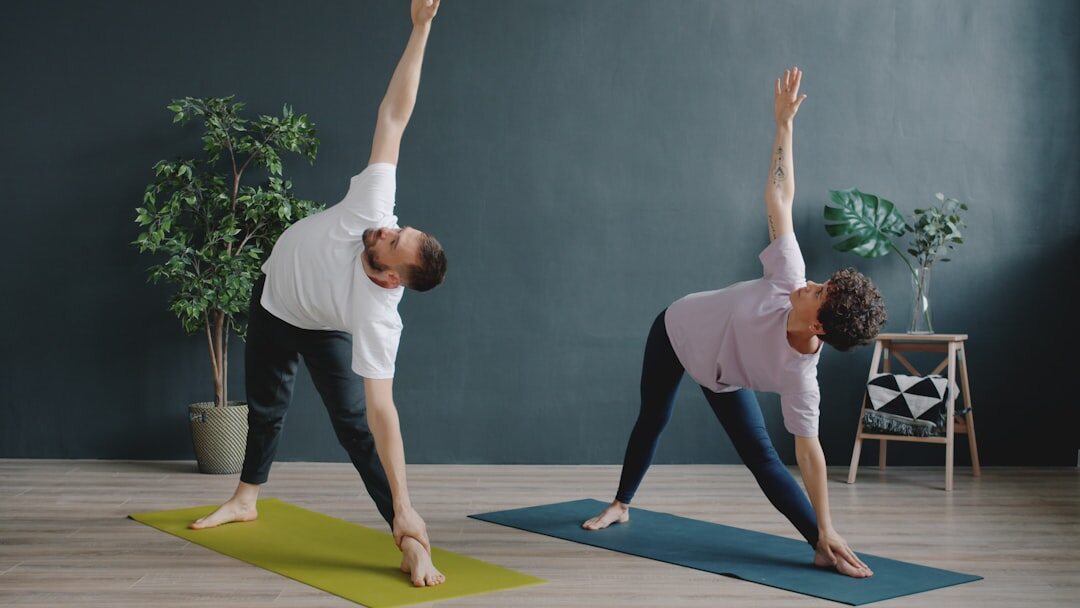 seniors doing yoga together