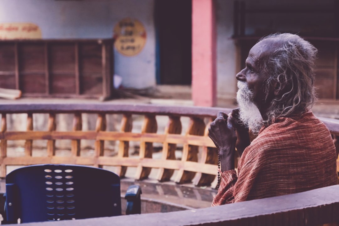 senior meditating peacefully