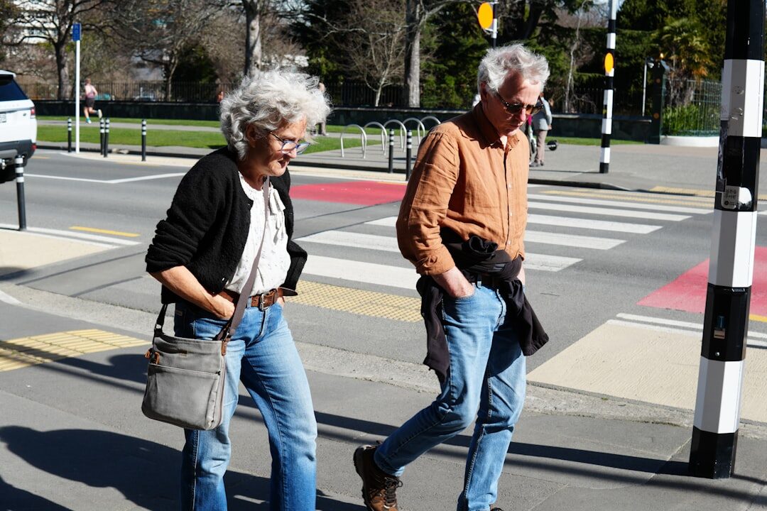 senior couple walking